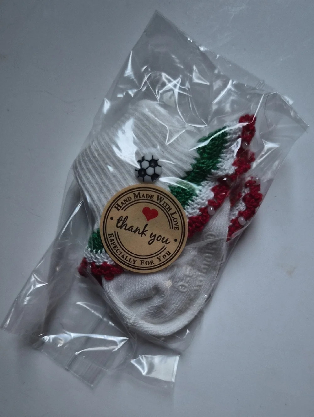 Handmade Crocheted Italy Soccer Socks-Size 0-6 M